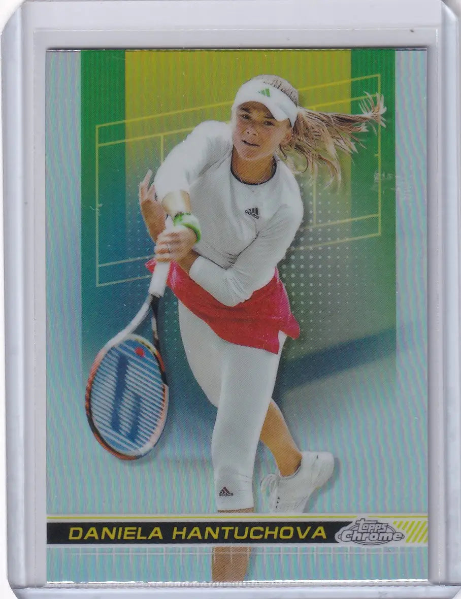 Tennis trading card of Daniela Hantuchova in Topps Chrome Refractor design