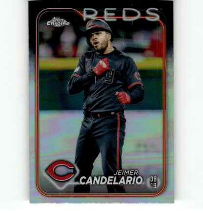 Chrome finish 2024 Topps Chrome Refractor #239 Jeimer Candelario Cincinnati Reds card