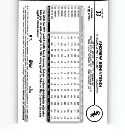 Standardized test answer sheet with multiple choice bubbles and Topps Chrome Andrew Benintendi