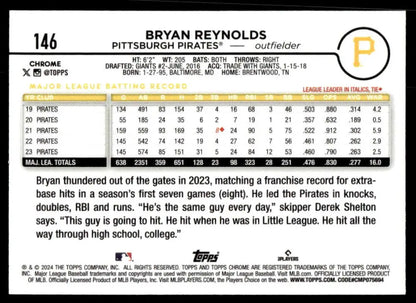 Topps Chrome Refractor Prism #146 Bryan Reynolds Baseball Card for Pittsburgh Pirates fans