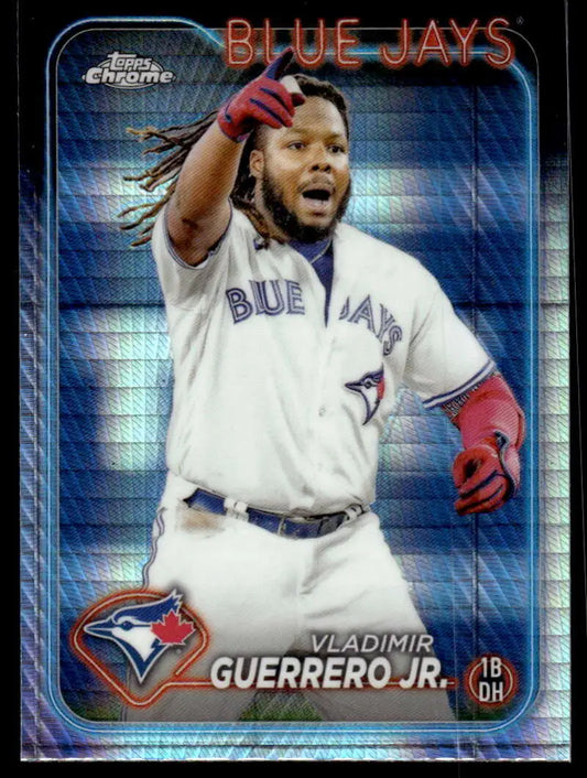 Vladimir Guerrero Jr. Toronto Blue Jays Baseball Card in White Home Uniform, Chrome Refractor Prism