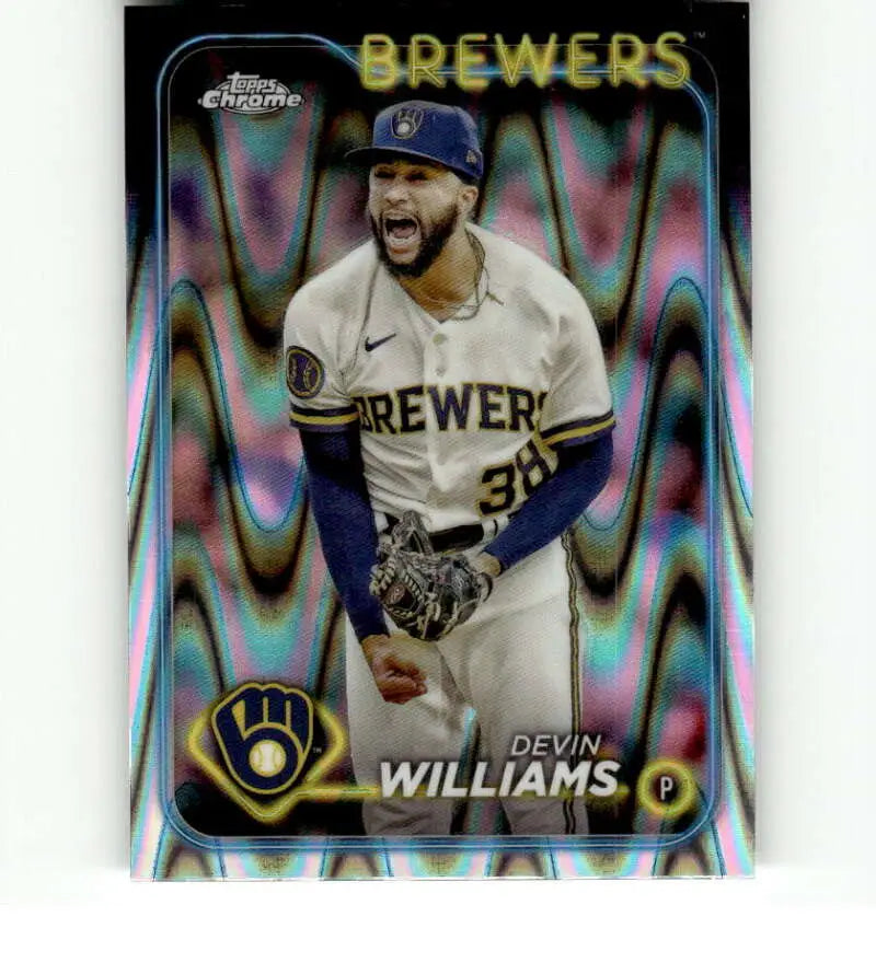 Topps Chrome Refractor RayWave Devin Williams Baseball Card for Milwaukee Brewers