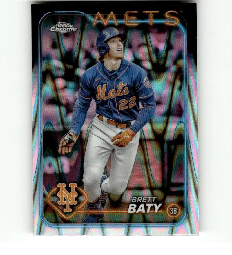 Chrome-finish Topps Chrome Refractor Brett Baty baseball card for New York Mets