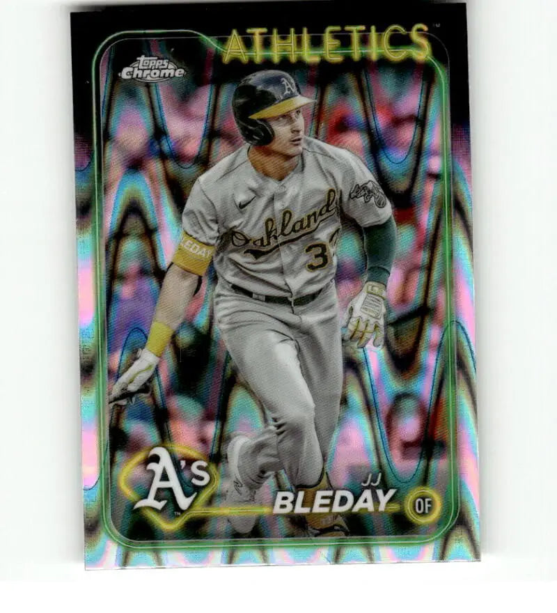 Oakland Athletics Baseball Card of JJ Bleday in Topps Chrome Refractor Gray Uniform