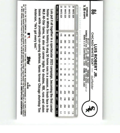 Scantron test sheet beside 2024 Luis Robert Jr. White Sox Baseball Card display