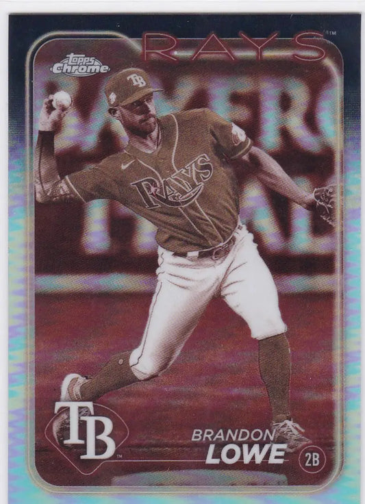 Chrome-finish Topps Chrome Sepia Brandon Lowe Tampa Bay Rays baseball card in action