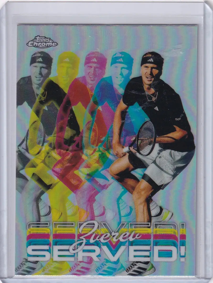 Topps Chrome Served trading card featuring tennis player Alexander Zverev in motion design