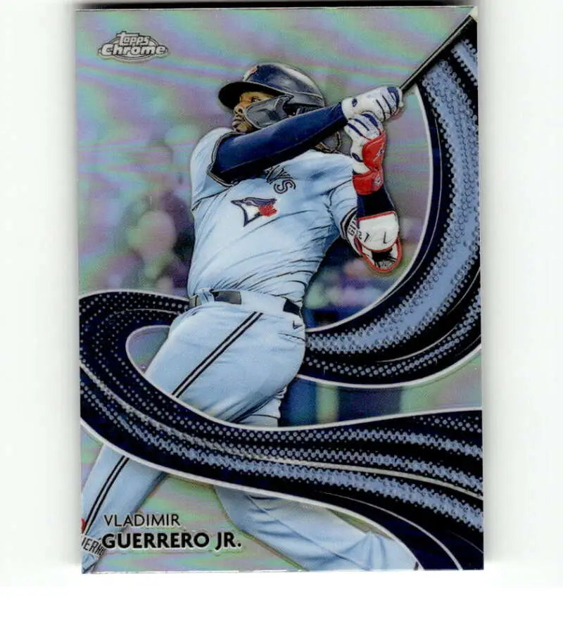 2024 Topps Chrome Strokes Refractor featuring Vladimir Guerrero swinging bat for Blue Jays