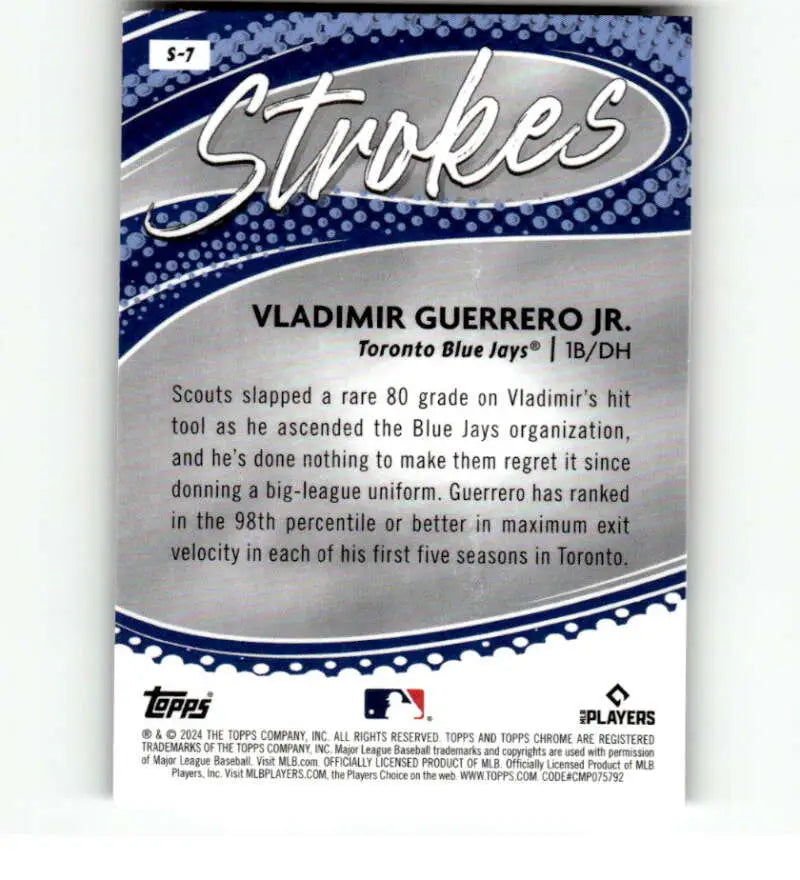 Baseball card featuring Topps Chrome Strokes design of Vladimir Guerrero Jr