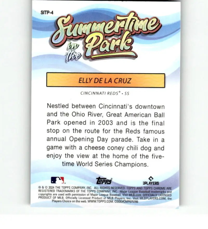 Baseball card featuring Topps Chrome Summertime in the Park at Great American Ball Park