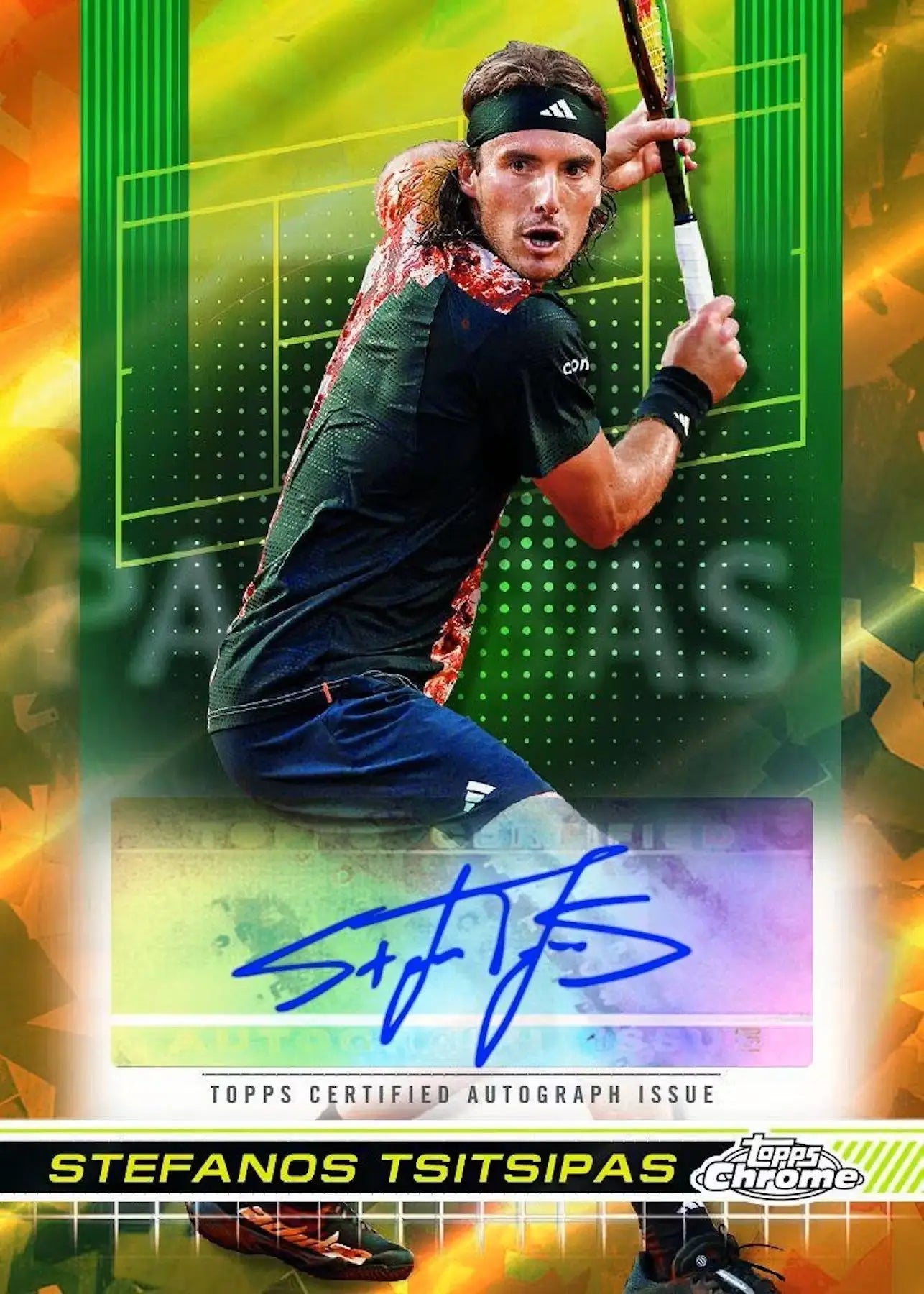 Tennis trading card from 2024 Topps Chrome Tennis Sapphire Edition Box with player autograph