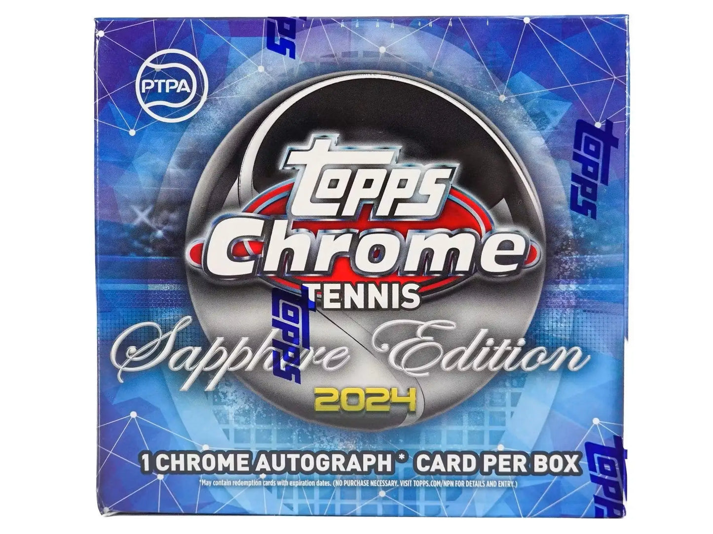 Topps Chrome Tennis Sapphire Edition 2024 box with chrome autograph cards