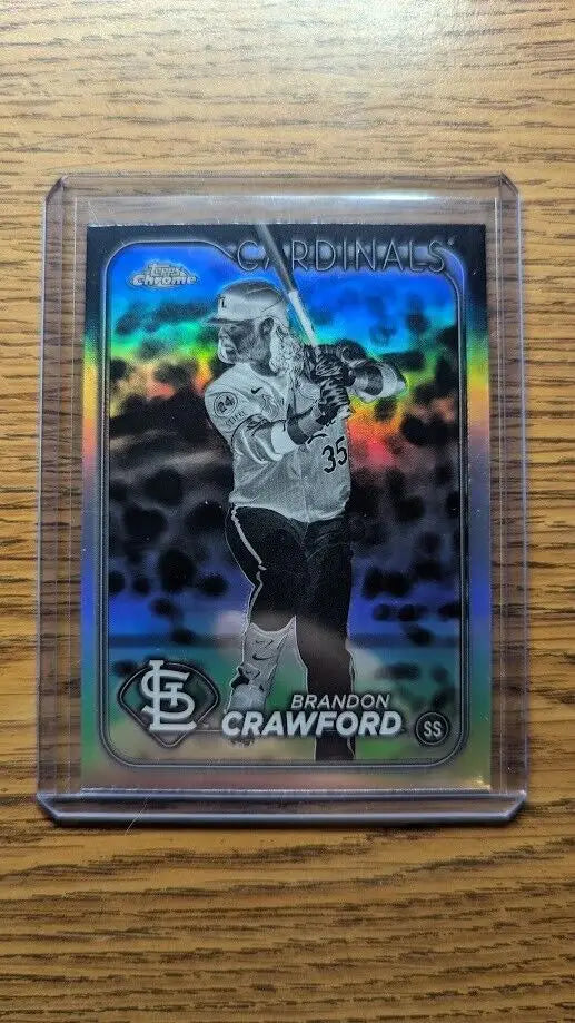 Brandon Crawford baseball card from 2024 Topps Chrome Update Negative Refractor USC171