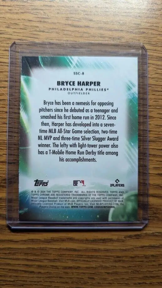 Bryce Harper baseball card from 2024 Topps Chrome Update Stratospheric Stars Phillies