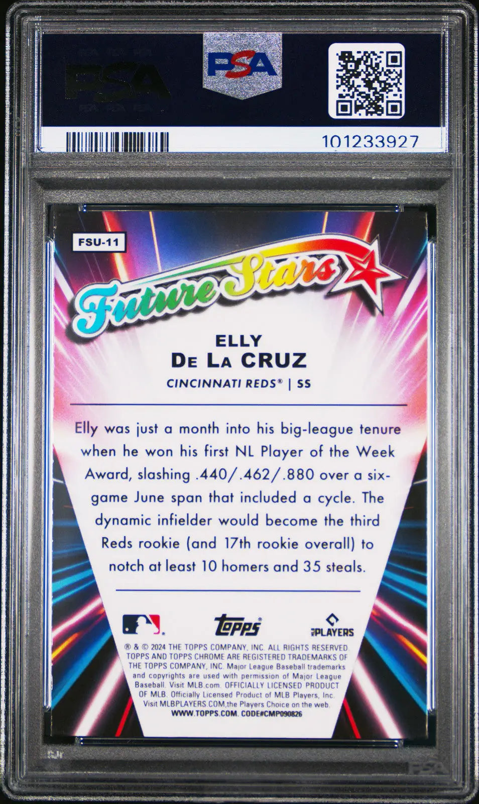 Graded Elly De La Cruz baseball card from Topps Chrome Update Future Stars collection