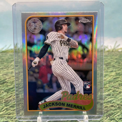 Topps Chrome Update Baseball card of San Diego Padres player in pinstripe uniform