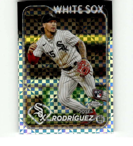 Chicago White Sox Jose Rodriguez Baseball Card with checkerboard holographic pattern