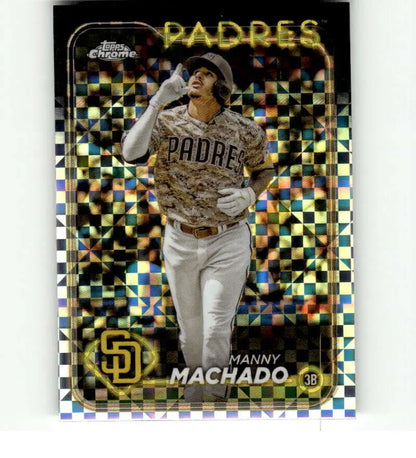 San Diego Padres Manny Machado baseball card with checkered holographic pattern