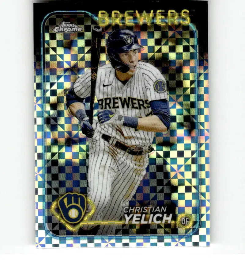 Topps Chrome X-Fractor Christian Yelich baseball card for Milwaukee Brewers collectors