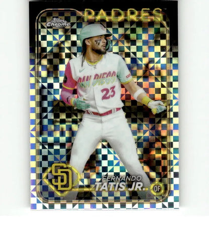 Holographic Fernando Tatis baseball card in San Diego Padres City Connect uniform