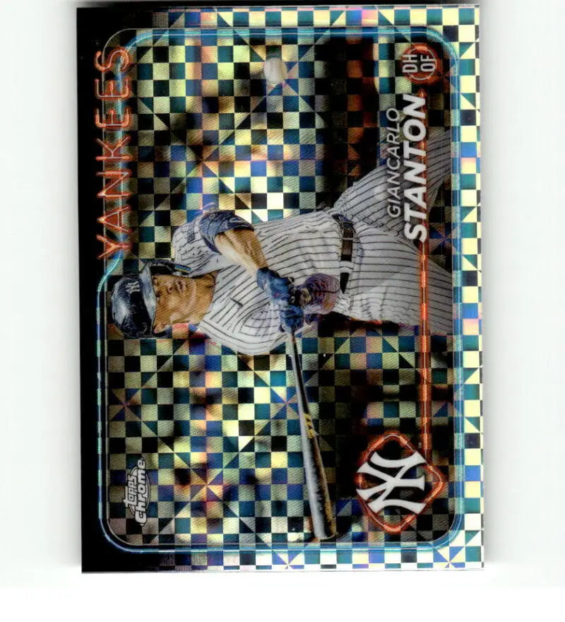 Topps Chrome X-Fractor Giancarlo Stanton New York Yankees baseball card with holographic pattern