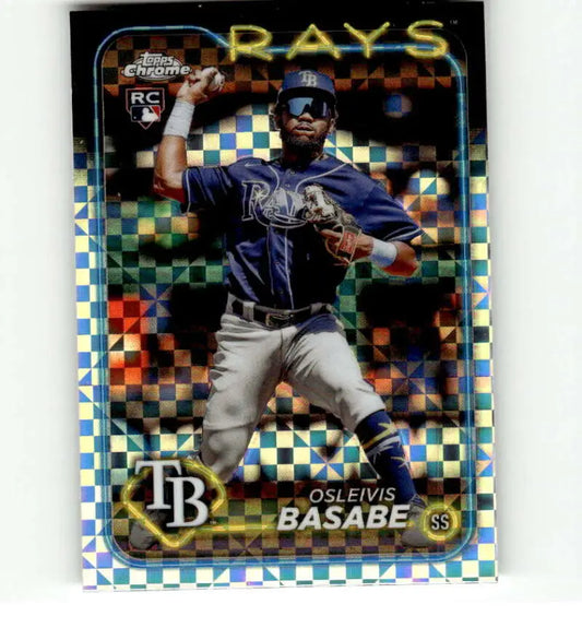 Osleivis Basabe 2024 Topps Chrome X-Fractor Tampa Bay Rays Baseball Card with holographic design