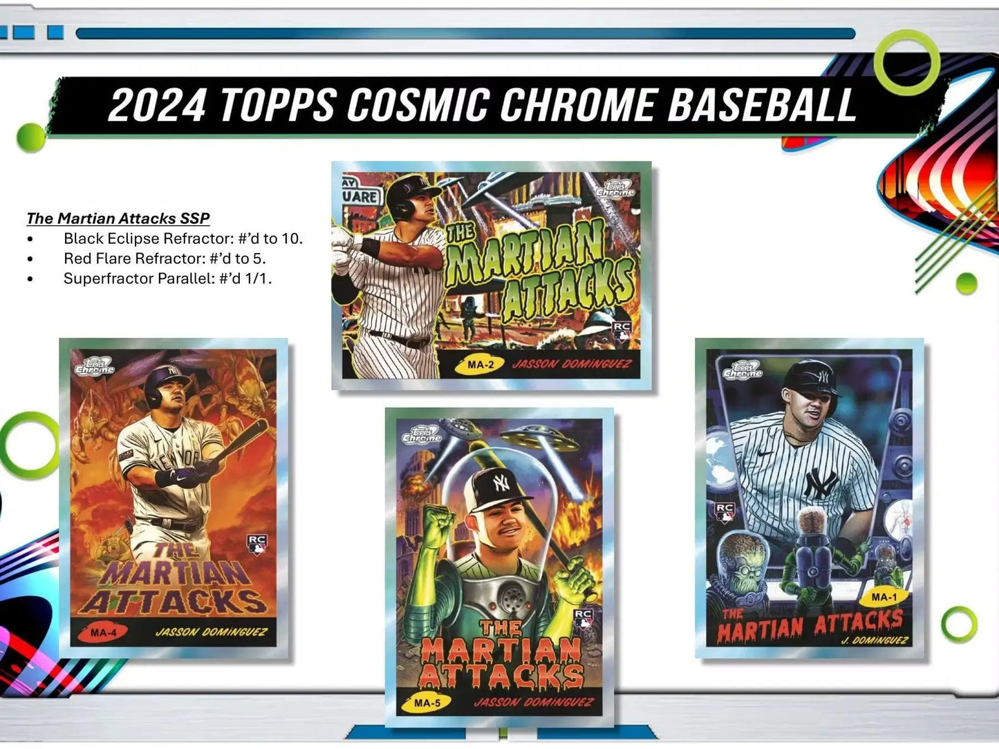 2024 Topps Cosmic Chrome Baseball Hobby Box with Mars Attacks theme and space dust refractor