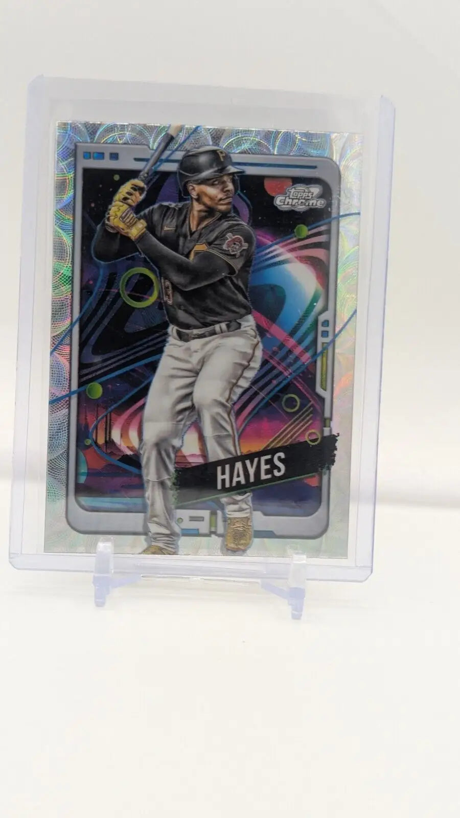 Hayes baseball card from 2024 Topps Cosmic Chrome Ke’Bryan Hayes Nucleus Refractor