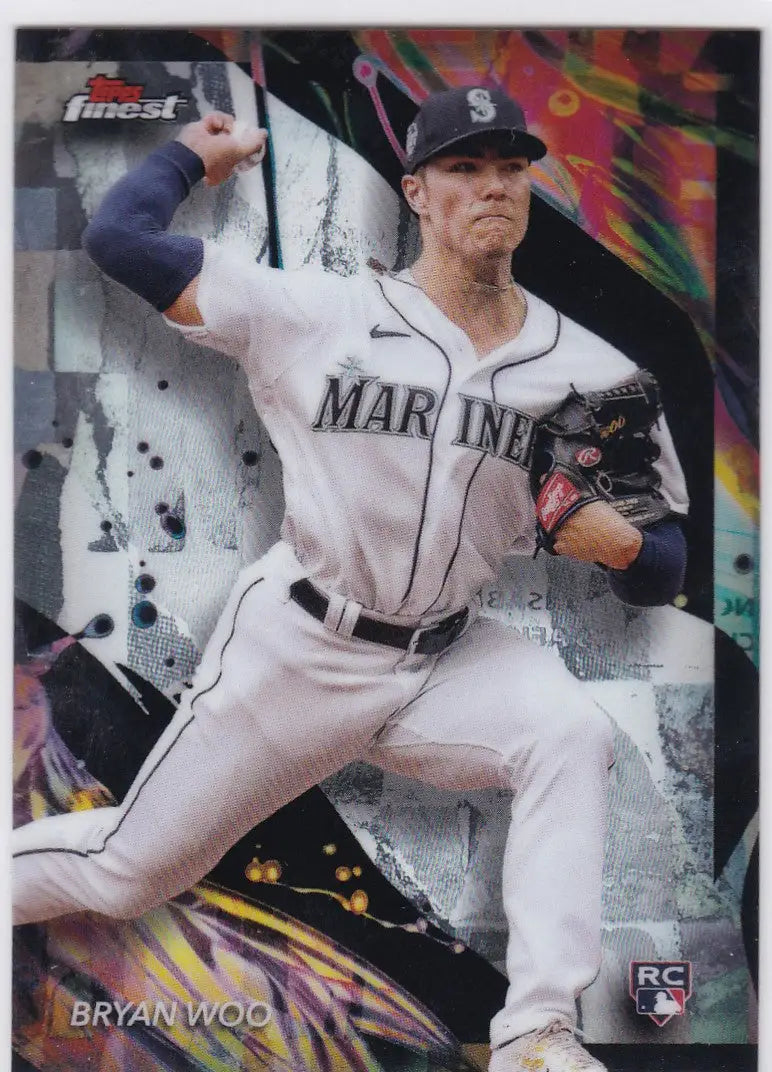 Bryan Woo RC Rookie baseball card from 2024 Topps Finest Seattle Mariners collection