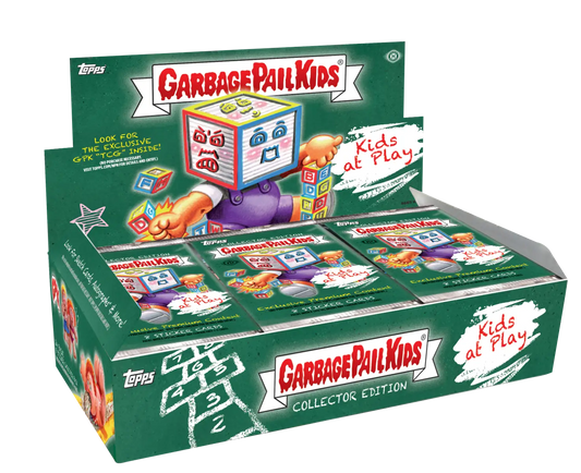 Display box for Garbage Pail Kids trading card packs in 2024 Topps Kids-At-Play Hobby Box