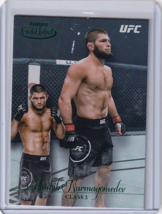 UFC trading card of Khabib Nurmagomedov from Topps Gold Label Class 2 Green Foil