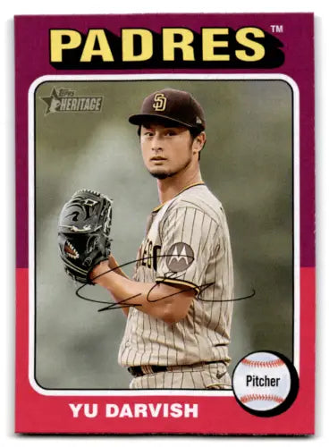 Yu Darvish baseball card from 2024 Topps Heritage with original gloss and NM-MT condition