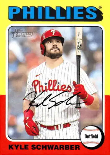 Kyle Schwarber 2024 Topps Heritage baseball card with original gloss NM-MT Phillies