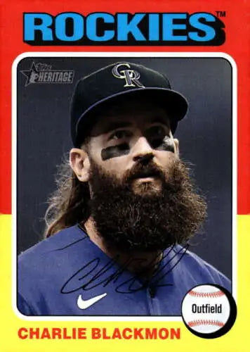 Charlie Blackmon baseball card from 2024 Topps Heritage with original gloss finish