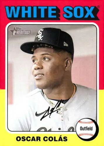 Oscar Colas baseball card from 2024 Topps Heritage with original gloss for White Sox