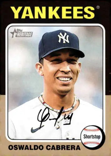 Oswaldo Cabrera baseball card from 2024 Topps Heritage featuring original gloss design