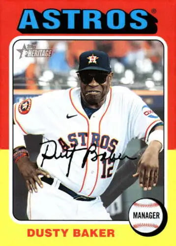 Dusty Baker baseball card from 2024 Topps Heritage featuring original gloss finish