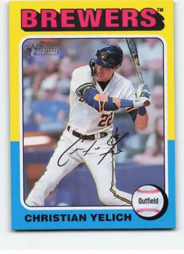 2024 Topps Heritage #369 Christian Yelich baseball card with original gloss from Brewers