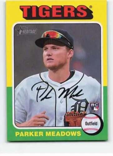 Parker Meadows baseball card from 2024 Topps Heritage original gloss NM-MT RC