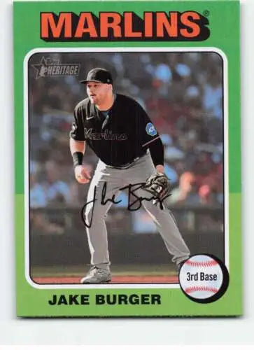 Jake Burger baseball card from 2024 Topps Heritage featuring original gloss finish