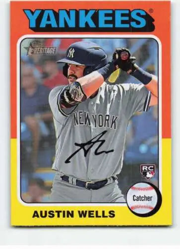 2024 Topps Heritage #442 Austin Wells NM-MT RC Rookie Yankees baseball card original gloss