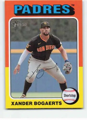 Xander Bogaerts 2024 Topps Heritage baseball card with original gloss from Padres