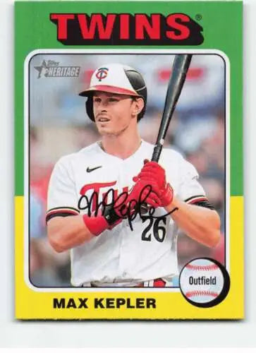 Max Kepler baseball card from 2024 Topps Heritage featuring original gloss design