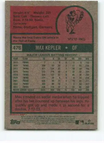 2024 Topps Heritage #476 Max Kepler baseball card with original gloss for Twins fans