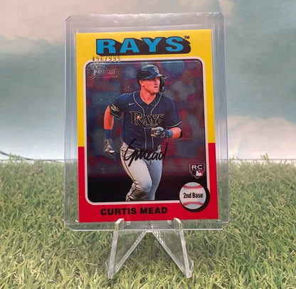 Curtis Mead autographed baseball card from 2024 Topps Heritage Tampa Bay Rays Rookie