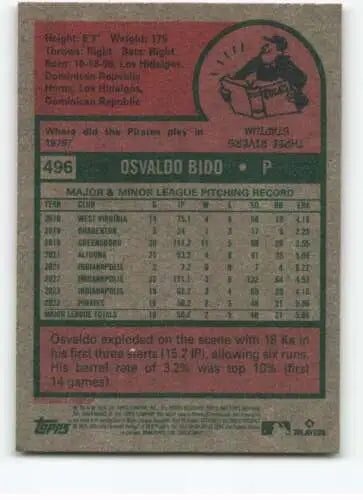 Vintage Topps Heritage Osvaldo Bido baseball card with original gloss for collectors