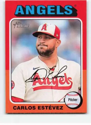 Carlos Estevez baseball card from 2024 Topps Heritage with original gloss finish