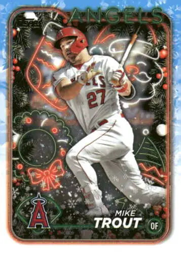 2024 Topps Holiday H27 Mike Trout baseball card featuring original gloss finish