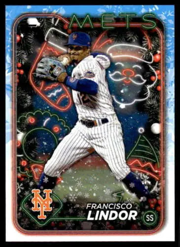 2024 Topps Holiday H36 Francisco Lindor baseball card with original gloss, Mets collectible