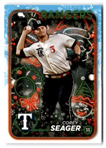 2024 Topps Holiday H45 Corey Seager baseball card with original gloss from Rangers